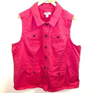 CJ Banks Pink Denim Vest Size 2X